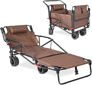 Seavia™ | 2-in-1 Beach Wagon Chair – Foldable, Big Wheels & 400 lbs Capacity