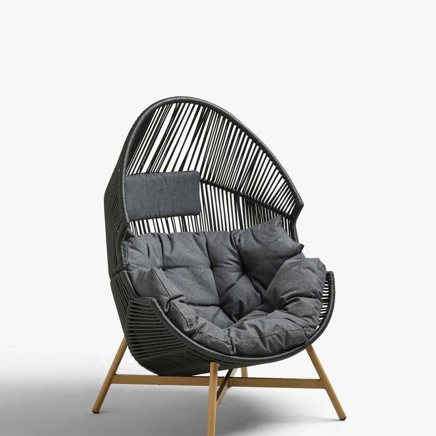 Solara™ | Wicker Egg Chair – Grand Patio Lounge with Thick Cushion for Outdoor Comfort