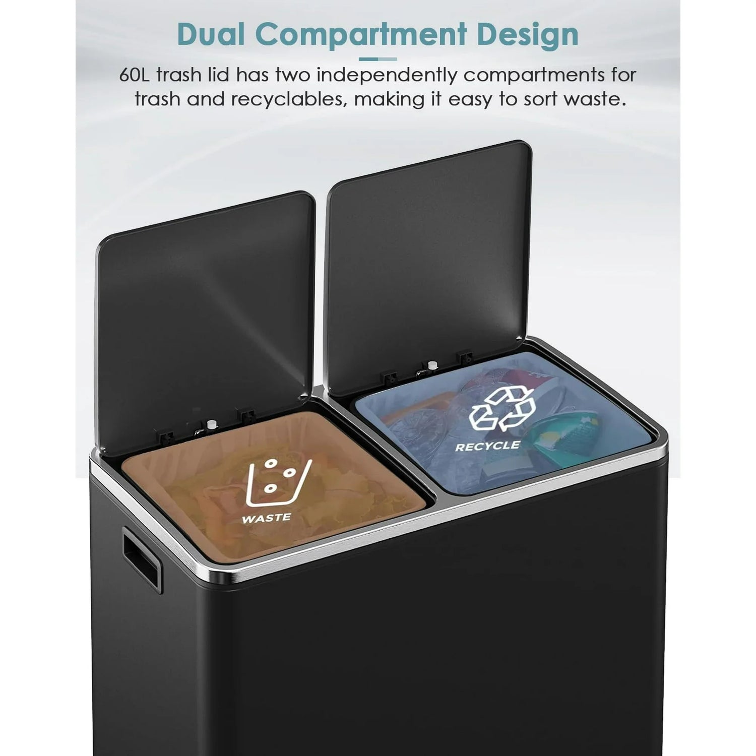Canvia™ | 60L Dual Trash Can – Sleek, Odor-Free & Durable