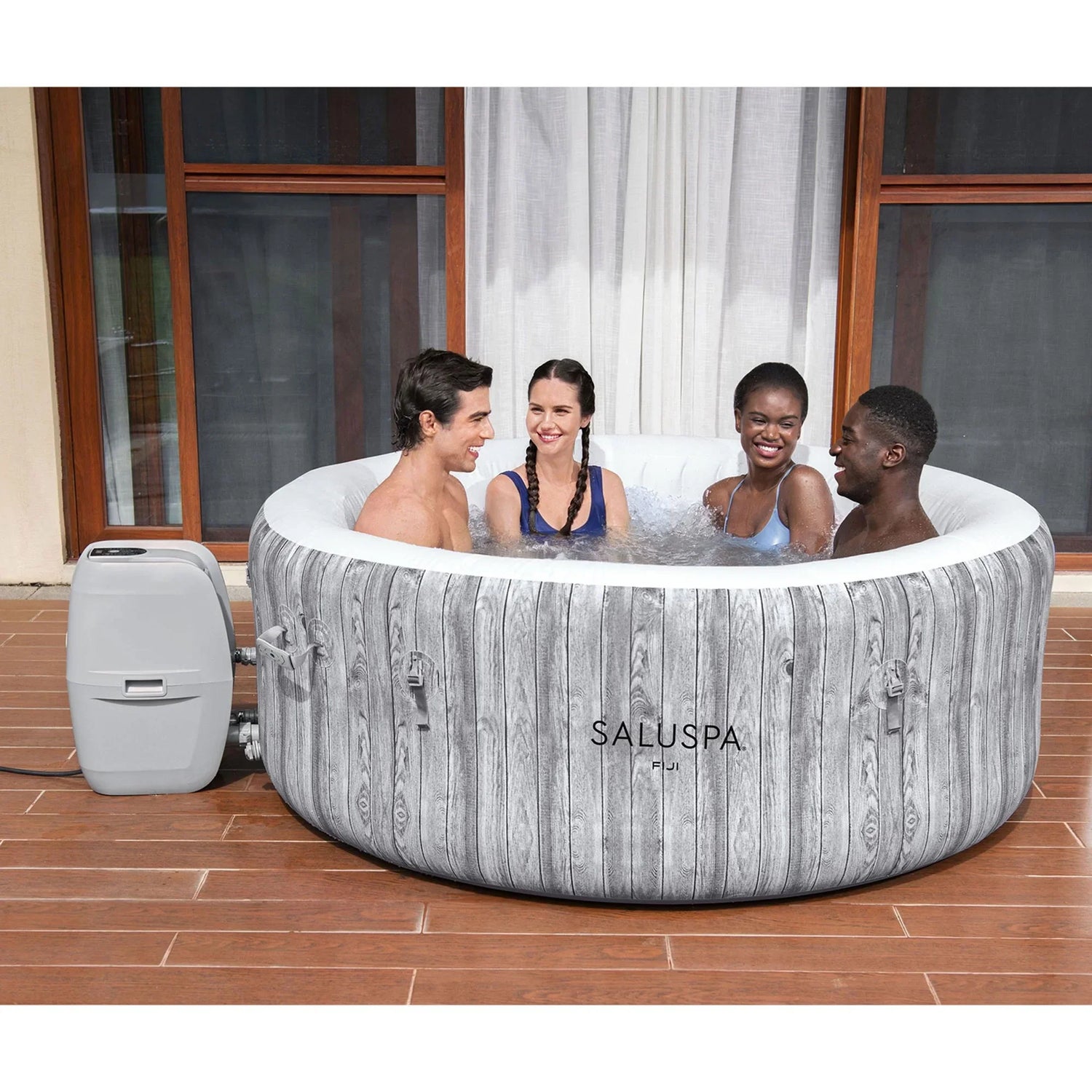 Aqura™ | Portable Jacuzzi – 4-Person, 120 Jets & Energy-Saving Cover